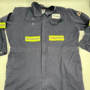 Bulwark Mens Work Jumpsuit Flame Resistant Navy‎ Blue Schnitzer Size 52-RG
